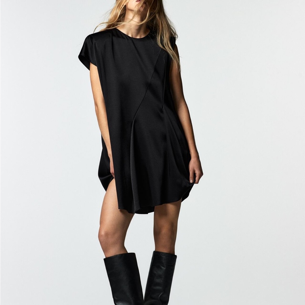 Asymmetrical satin effect dress